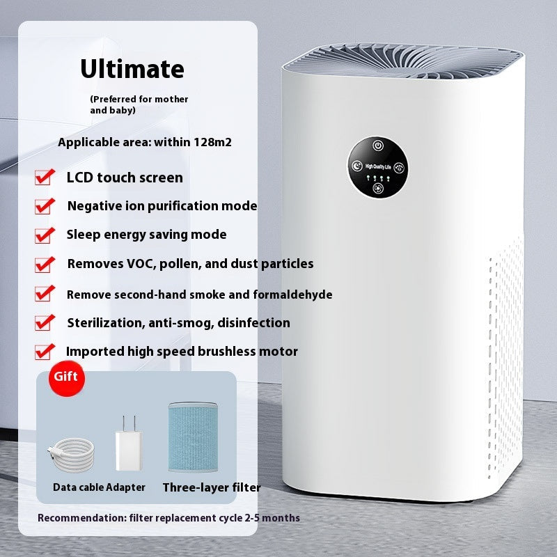 Cylindrical White Air Purifier with Negative Ion Technology for Home Use