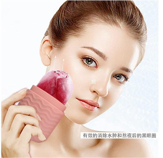 Pink Silicone Facial Ice Roller for Puffiness Reduction