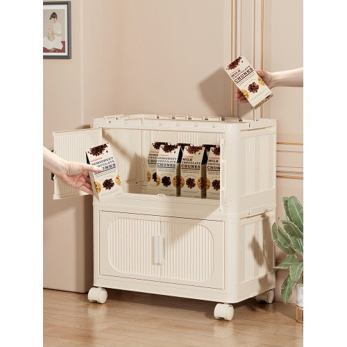 Stackable Beige Storage Cabinet for Space-Saving Organization