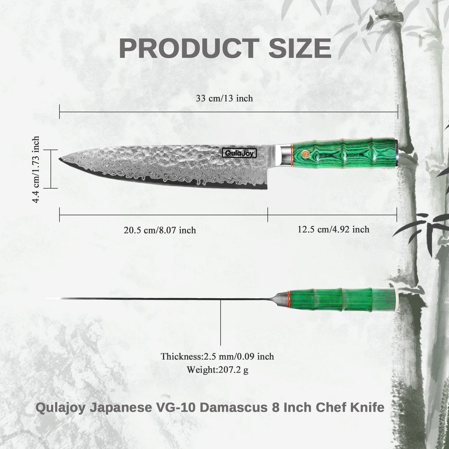 Premium Damascus Steel Kitchen Knife with Green Handle