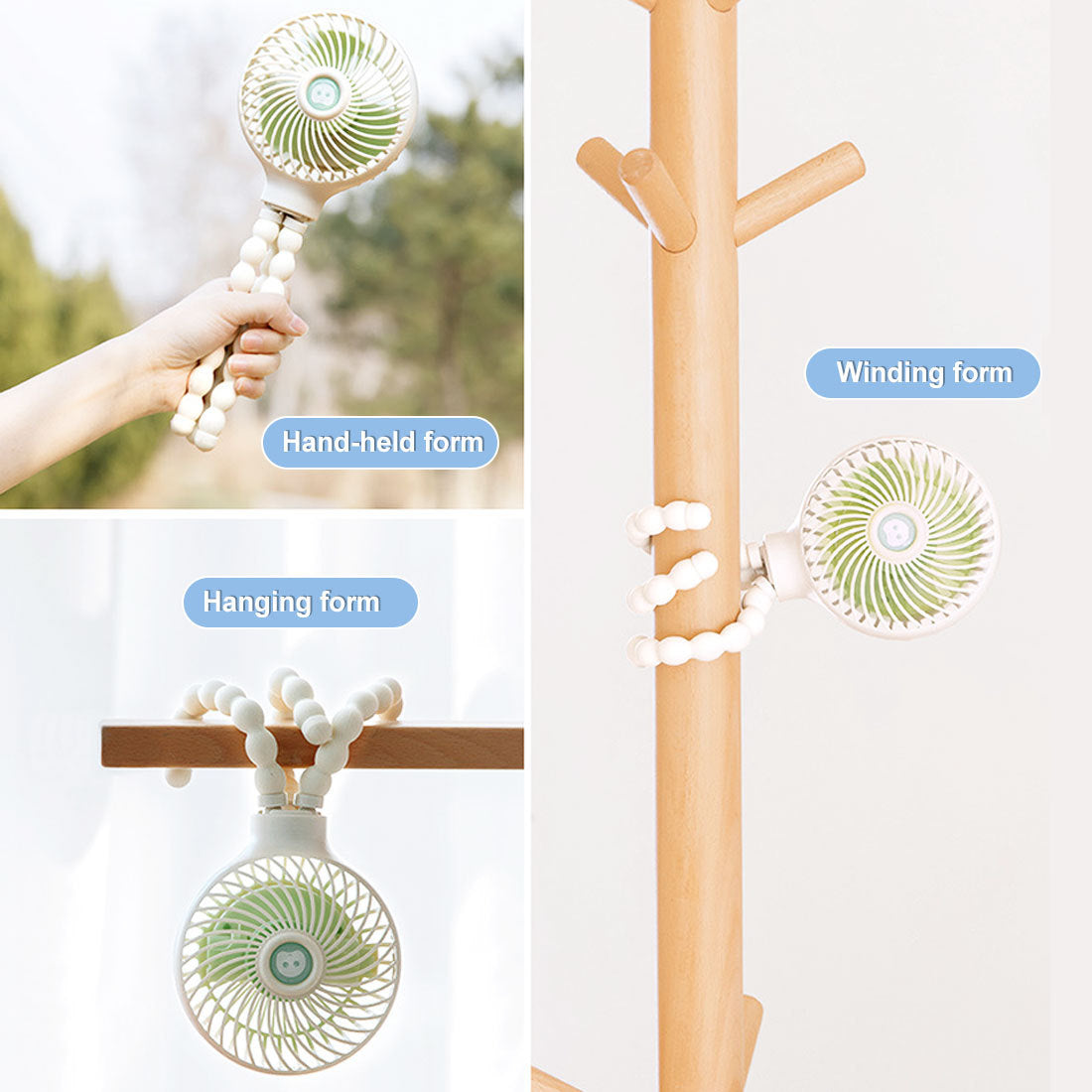 Portable Flexible Tripod Fan - Light Blue, Energy Efficient, Multi-Use