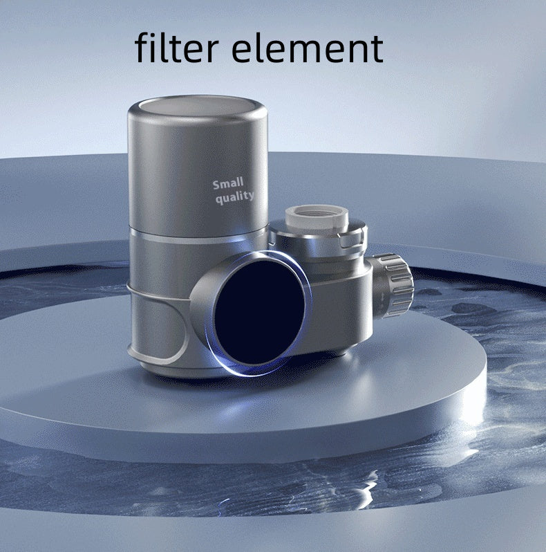 Compact Silver Faucet-Mounted Water Purifier with UV Sterilization
