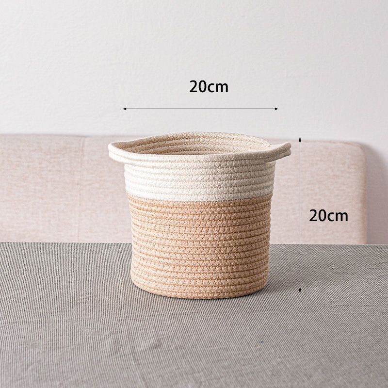 Eco-Friendly Cylindrical Storage Baskets Set - Beige & White