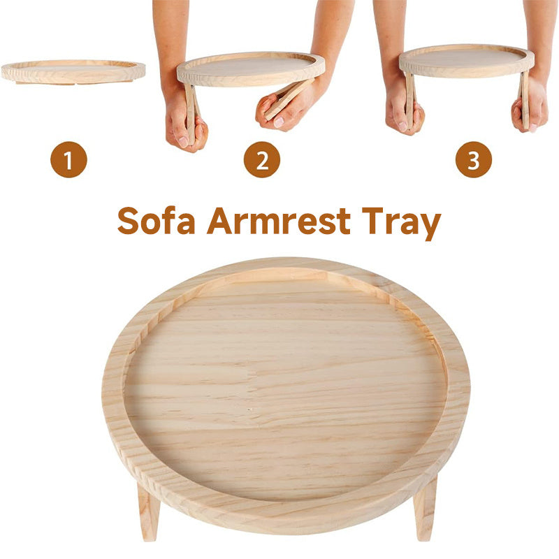 Eco-Friendly Bamboo Sofa Arm Tray - Natural Wood