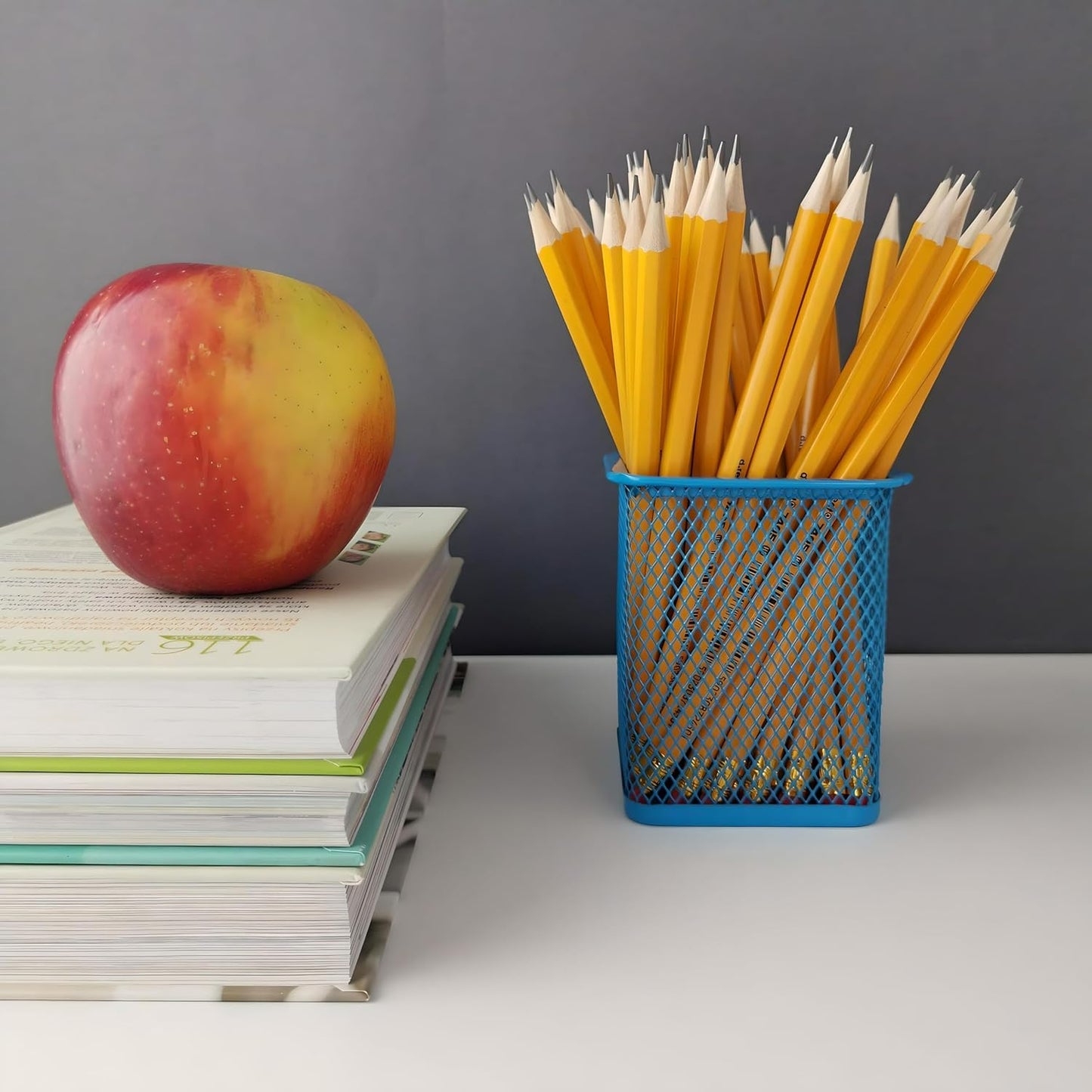 Blue Rectangle Pen Holder 8x10cm Desk Organizer