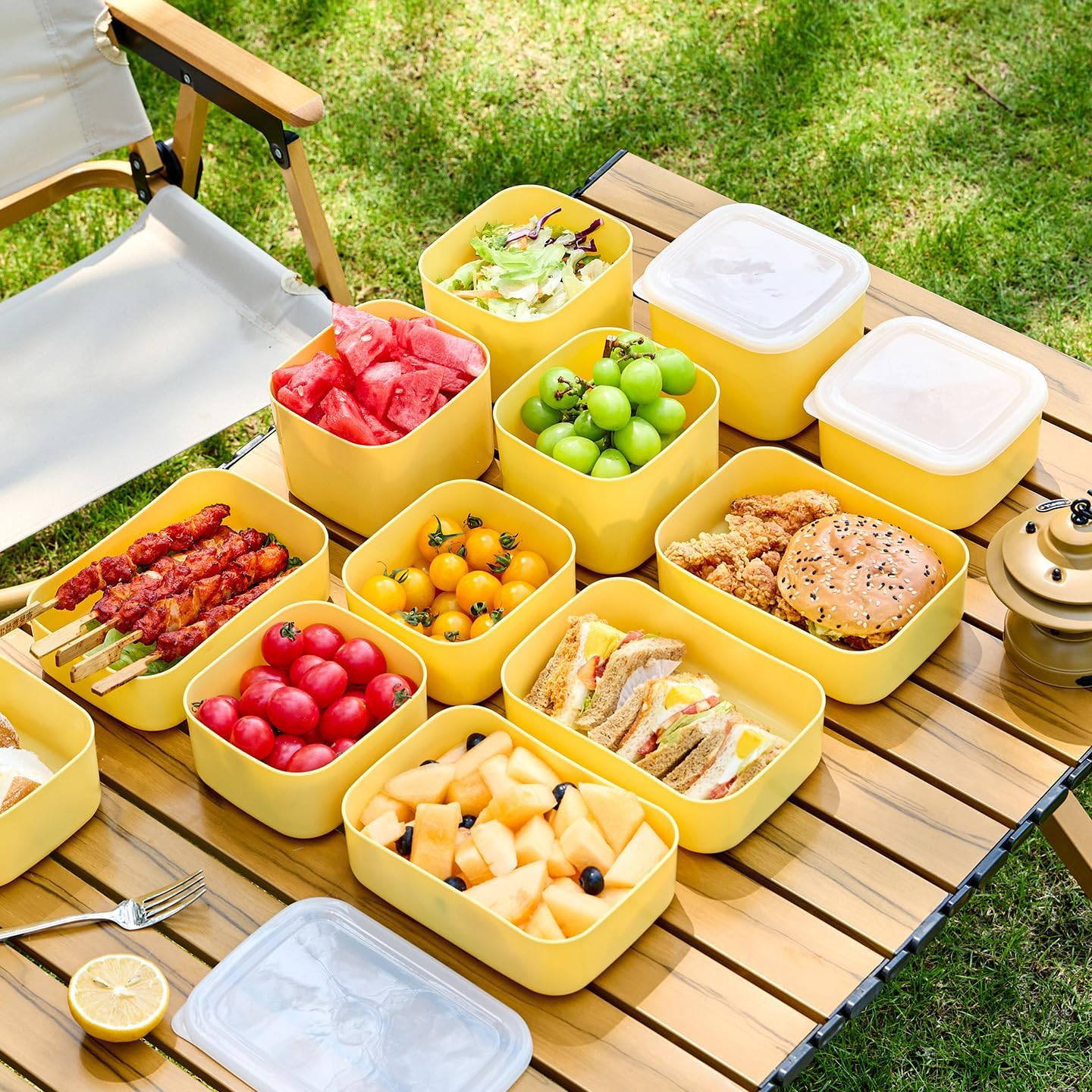 Picnic Food Storage Box – 1000ML Capacity – Yellow – 4 Pack