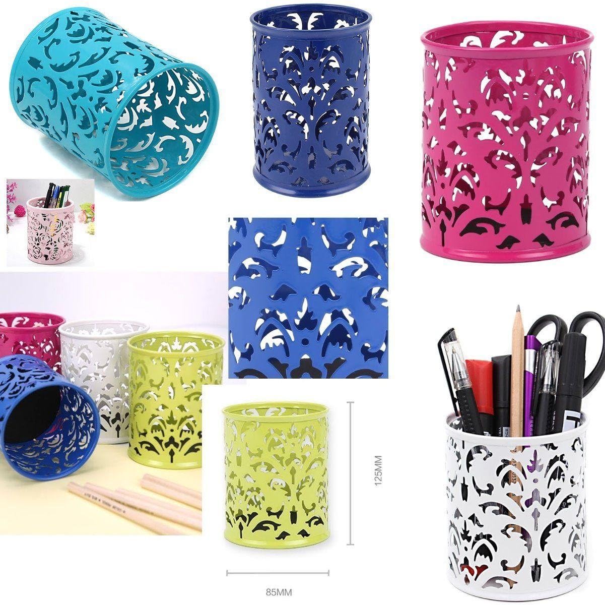 Blue Round Pen Holder 8x9cm – Desk Organizer & Stationery Holder