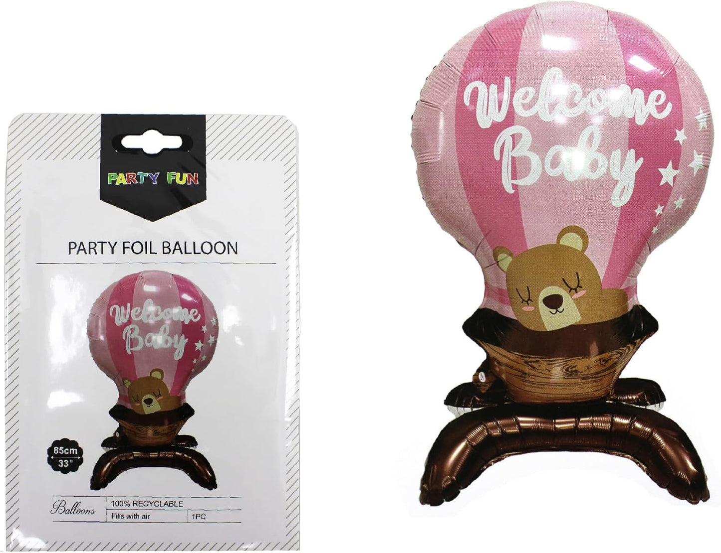 Pink Foil Balloon Welcome Baby 56x90CM for Baby Showers and Nursery Decor