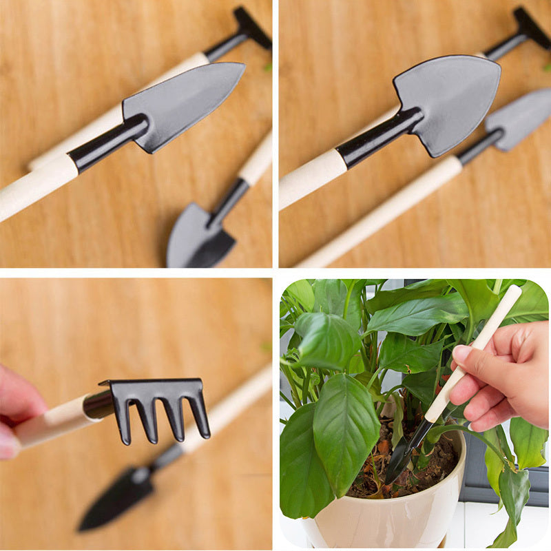 Eco-Friendly Gardening Tool Set - Sustainable Light Blue & Wood Tools