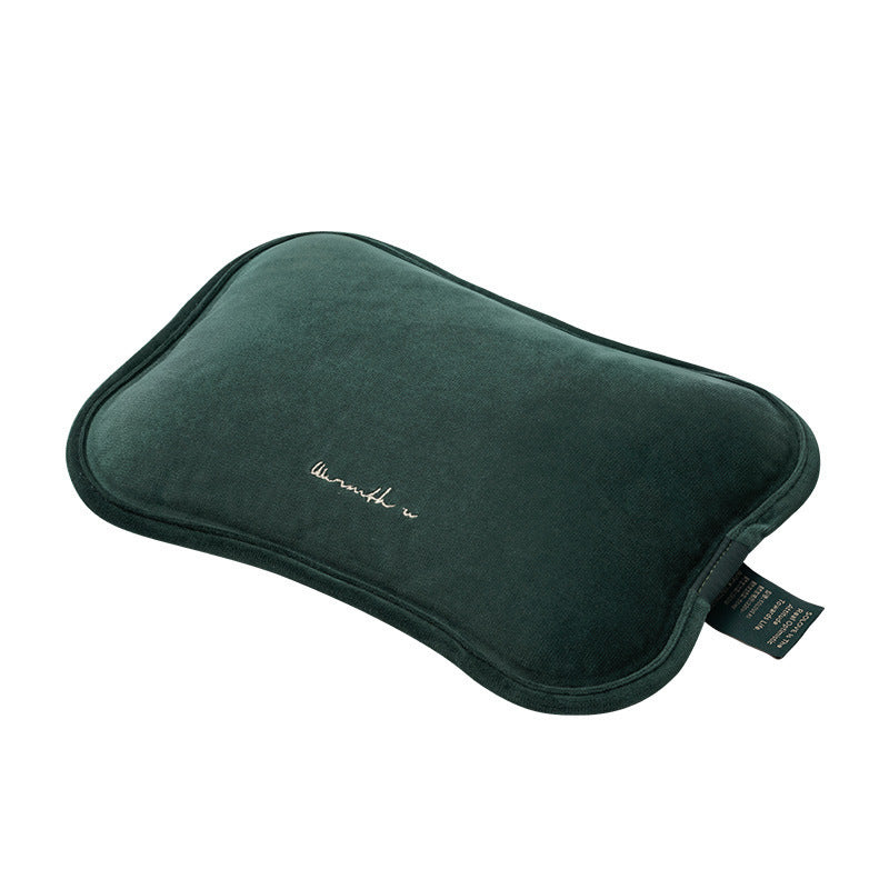 Eco-Friendly Electric Hot Water Bottle - Dark Green Fabric-Covered
