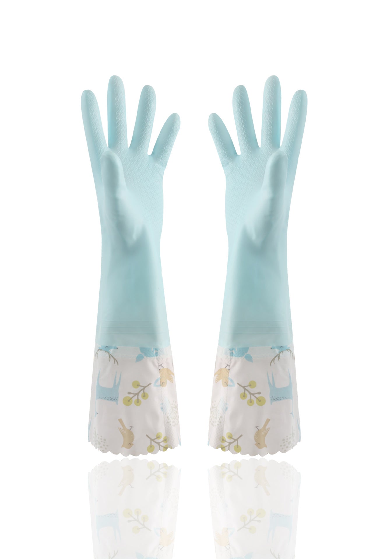 Eco-Friendly Reusable Dishwashing Gloves - Light Green, Durable, Biodegradable