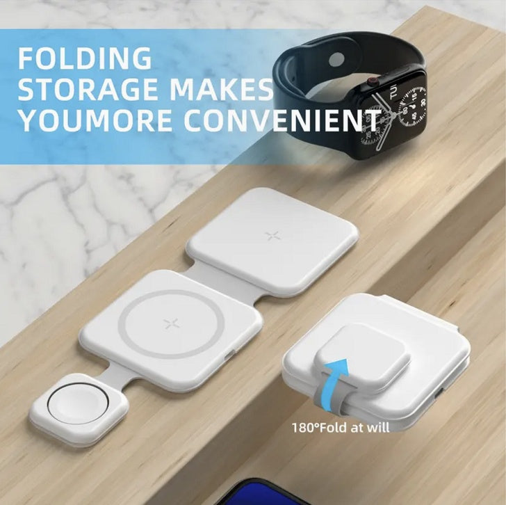 Foldable 3-in-1 Wireless Charging Station for Multiple Devices
