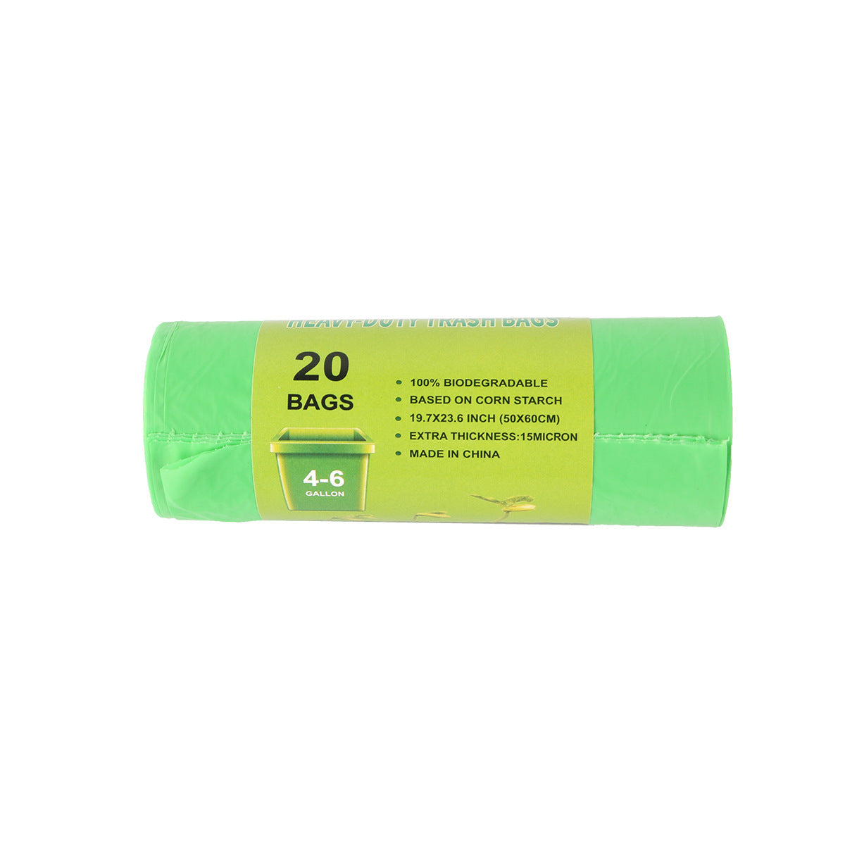 Eco-Friendly Biodegradable Trash Bags - Light Green, Plastic-Free Packaging