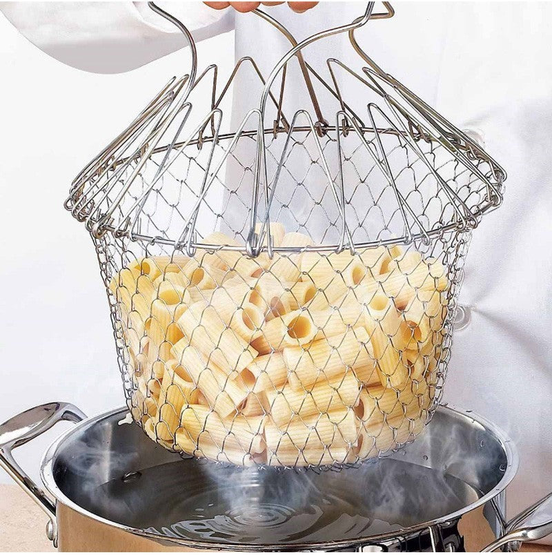 Collapsible Stainless Steel Cooking Basket - Eco-Friendly Kitchen Tool