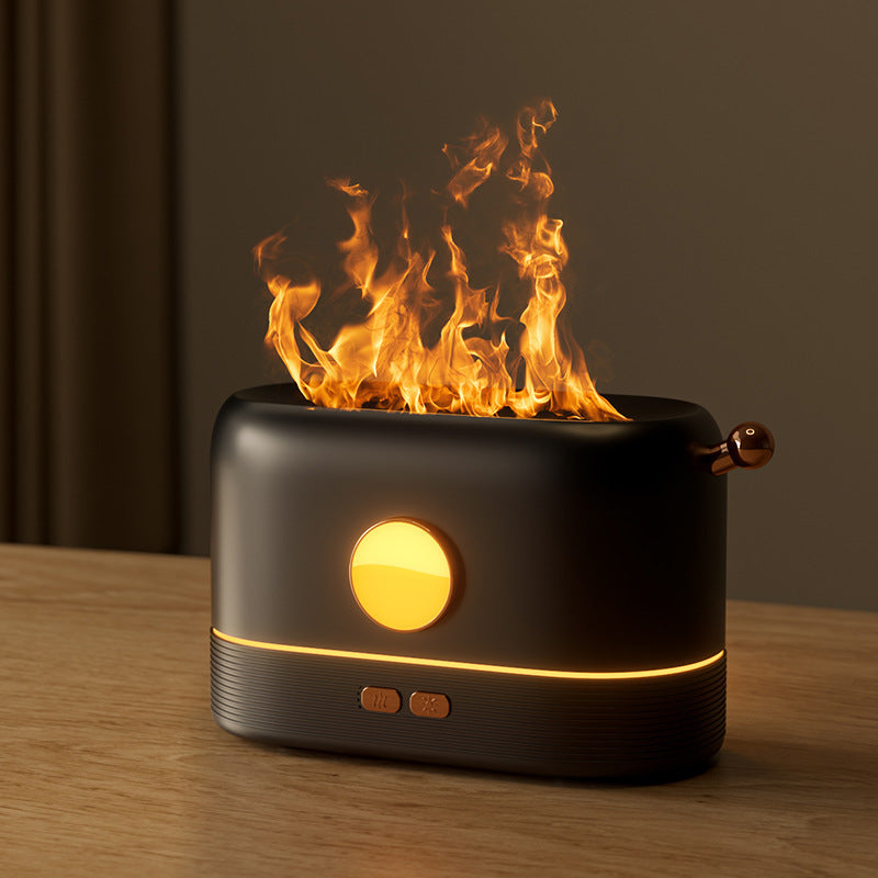 Compact LED Flame Effect Humidifier - Water-Saving & Ambient Light