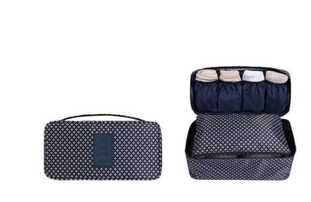 Eco-Friendly Travel Underwear Organizer Bag - Blue Floral Pattern