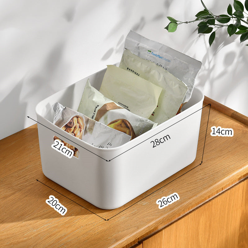 Durable White Rectangular Storage Bins with Handles for Home Organization