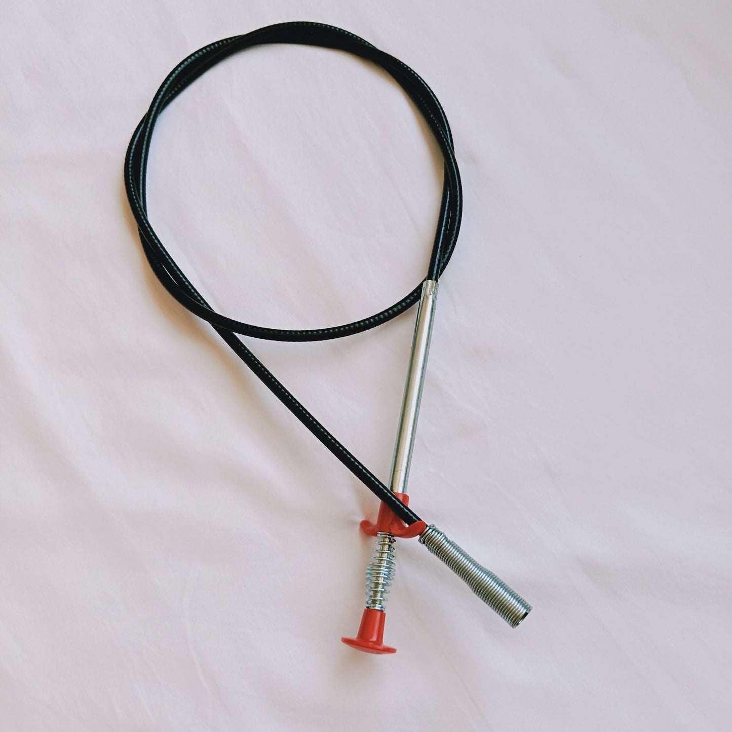 Eco-Friendly Drain Clog Remover Tool - Metal Shaft, Red Handle, 60cm