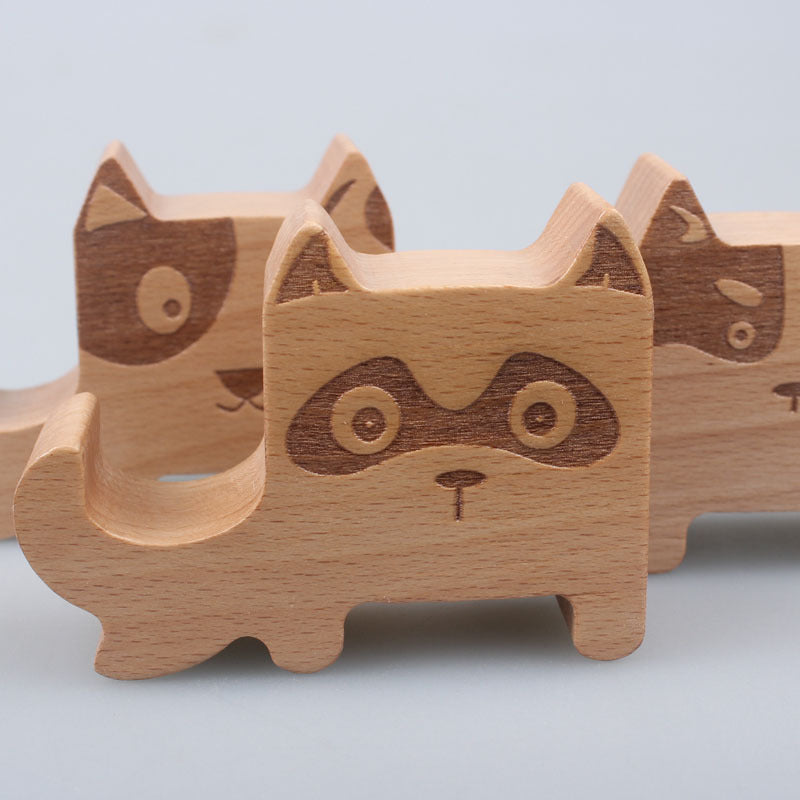 Dinosaur-Shaped Eco-Friendly Wooden Phone Stand
