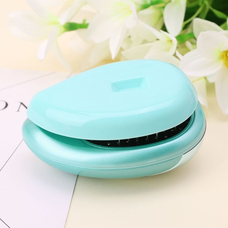 Teal Teardrop Hairbrush with Metal Bristles for Eco-Friendly Hair Care
