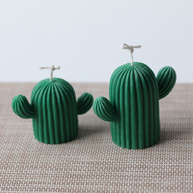 Eco-Friendly Cactus Decorative Candles - Green & White Wax