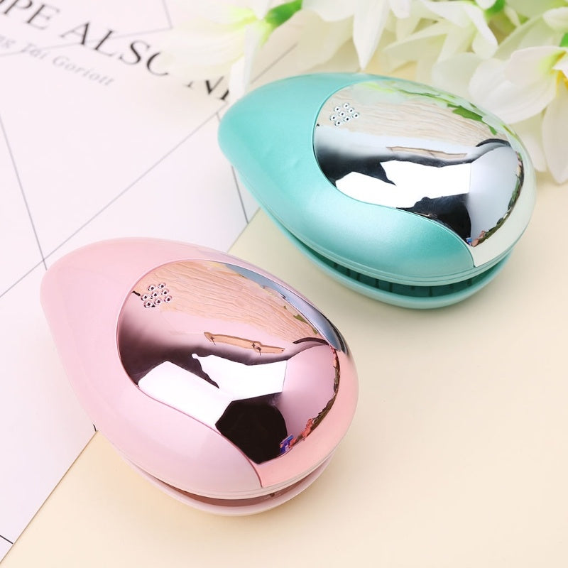 Teal Teardrop Hairbrush with Metal Bristles for Eco-Friendly Hair Care
