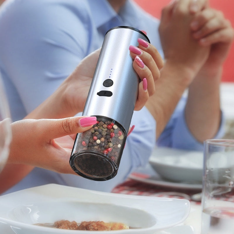 Electric Salt and Pepper Grinder - One-Handed Stainless Steel Kitchen Tool