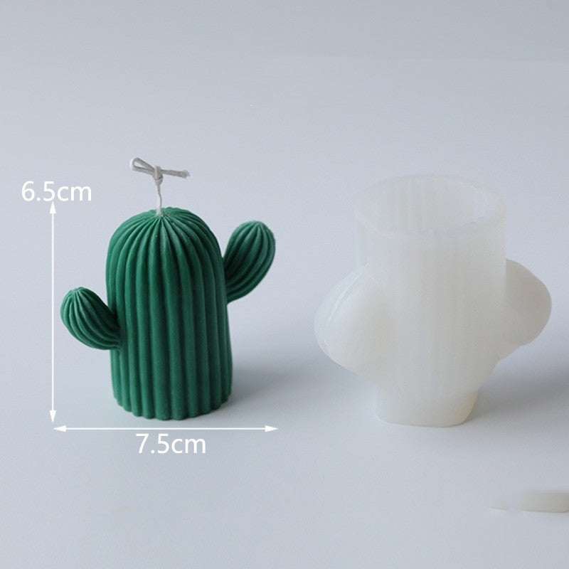 Eco-Friendly Cactus Decorative Candles - Green & White Wax