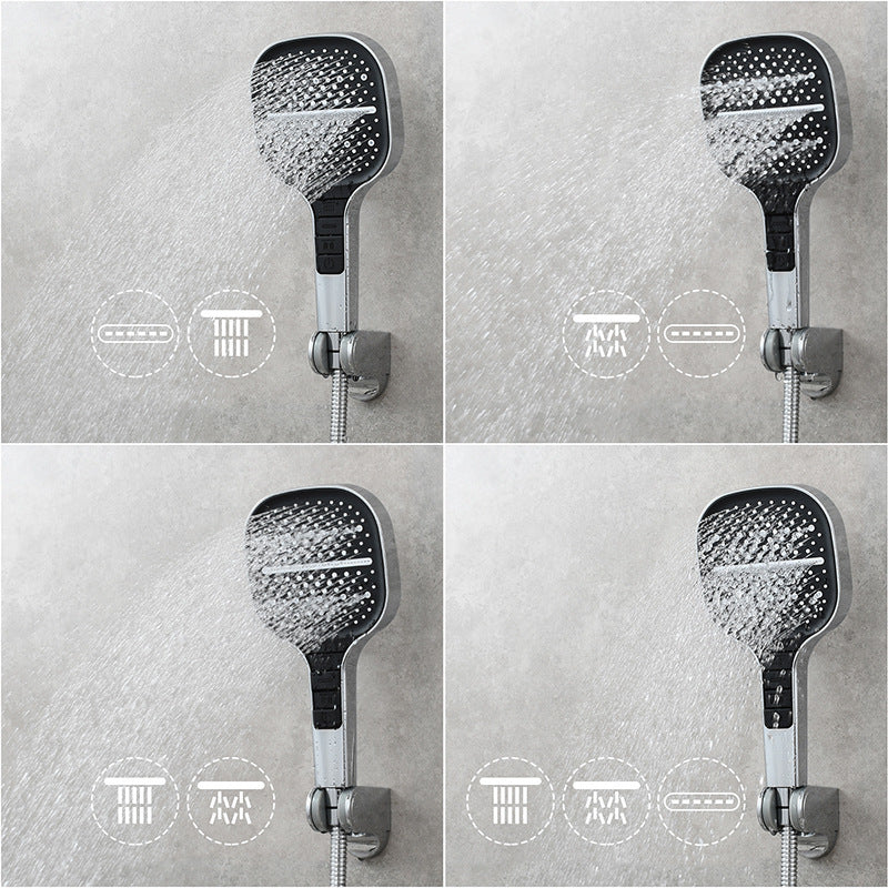 Eco-Friendly Water-Saving Showerhead - Black & Silver Square Design