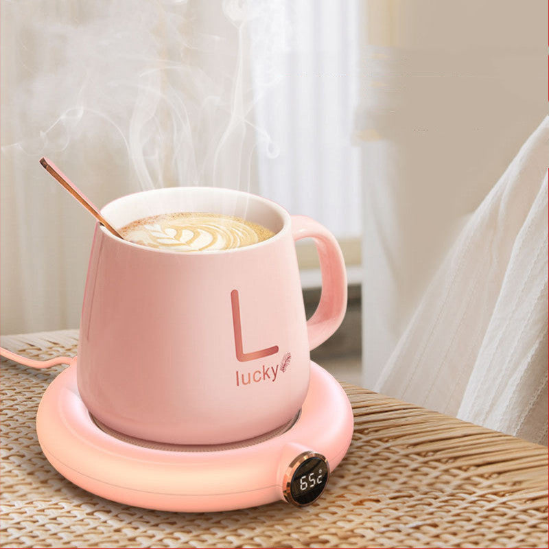 Eco-Friendly Electric Mug Warmer Set with Ceramic Mug - Pink, Green, White