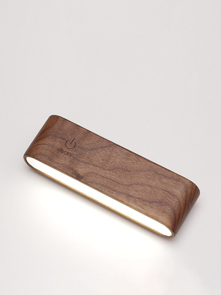Eco-Friendly Desk Organizer with LED Lamp - Natural Wood