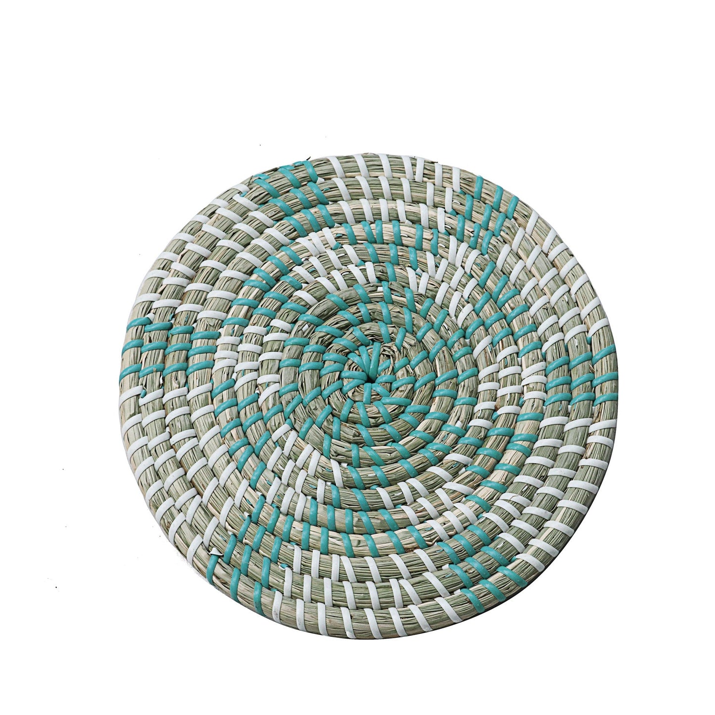 Eco-Friendly Woven Natural Fiber Coasters - Multicolored Round Design