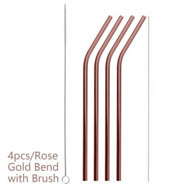 Eco-Friendly Reusable Metal Straws - Assorted Colors, Stainless Steel