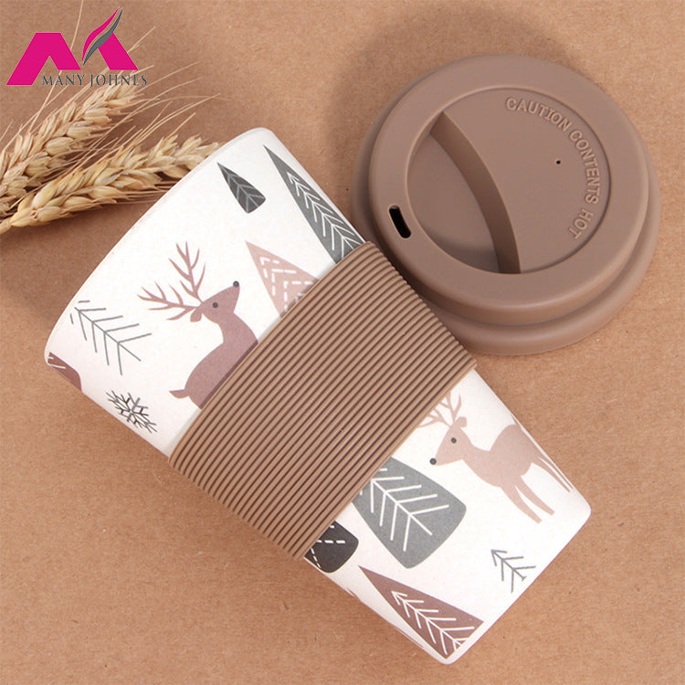 Eco-Friendly Reusable Travel Mug - Multicolored Floral with Pink Lid
