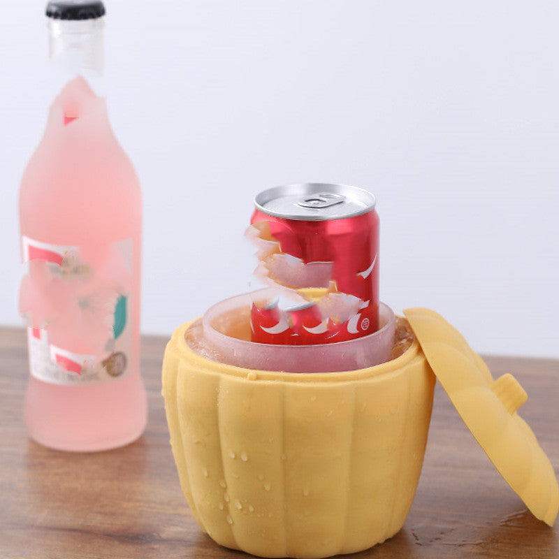 Pumpkin-Shaped Yellow Silicone Ice Bucket - Eco-Friendly & Reusable