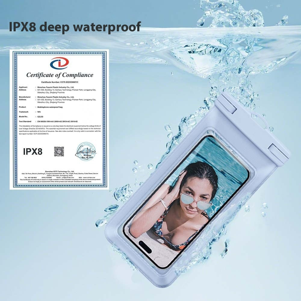 Waterproof Phone Pouch - Light Blue, Durable & Eco-Friendly