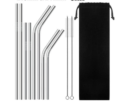 Eco-Friendly Reusable Metal Straws - Assorted Colors, Stainless Steel