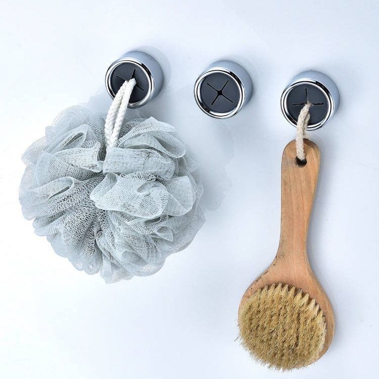 Space-Saving Circular Wall-Mounted Towel Holder - Silver with Black Accents
