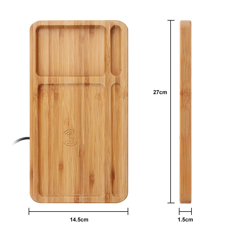 Bamboo Wireless Charging Station & Desk Organizer