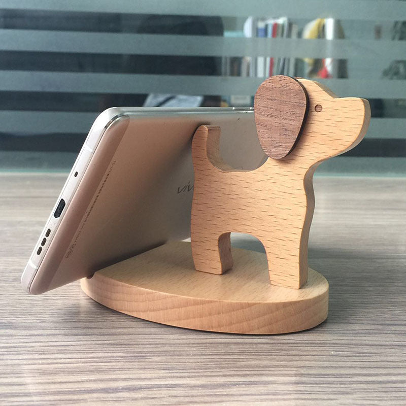 Dinosaur-Shaped Eco-Friendly Wooden Phone Stand