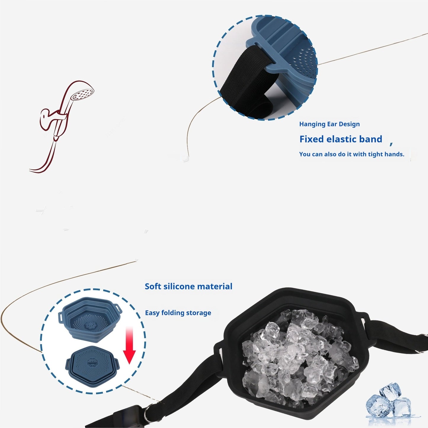 Eco-Friendly Collapsible Shower Head - Water-Saving Hexagonal Design
