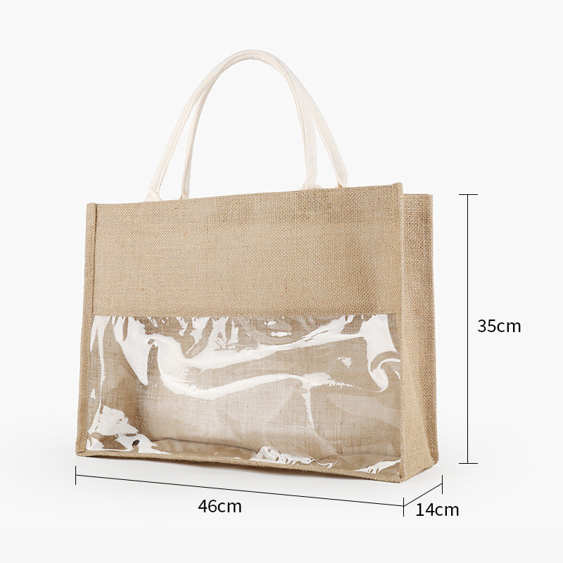 Eco-Friendly Reusable Shopping Bag - Natural Beige Jute Tote