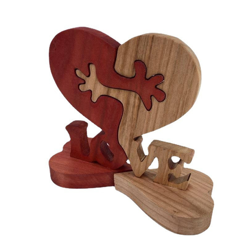 Eco-Friendly Heart-Shaped Wooden Puzzle Decor