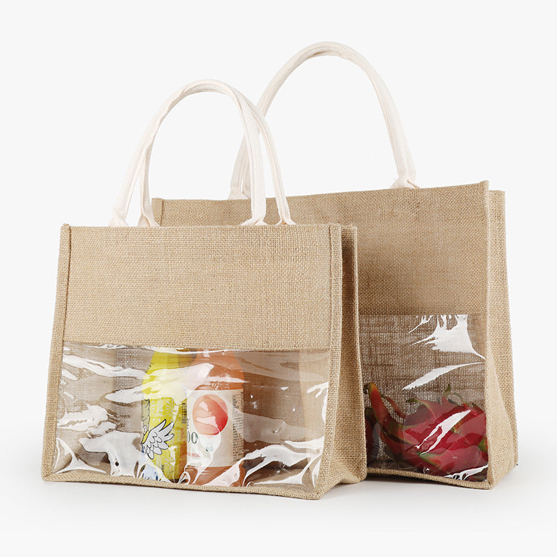 Eco-Friendly Reusable Shopping Bag - Natural Beige Jute Tote