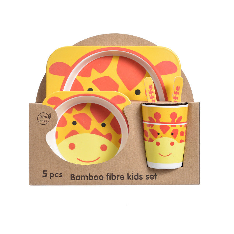 Bamboo Fibre Kids Dinnerware Set - Eco-Friendly Crocodile Design