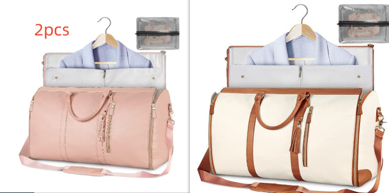 Versatile Light Pink Garment & Duffel Bag for Eco-Friendly Travel