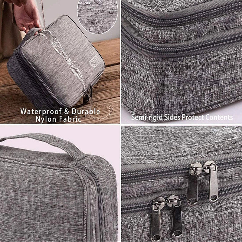 Gray Rectangular Cable Organizer Bag for Electronics
