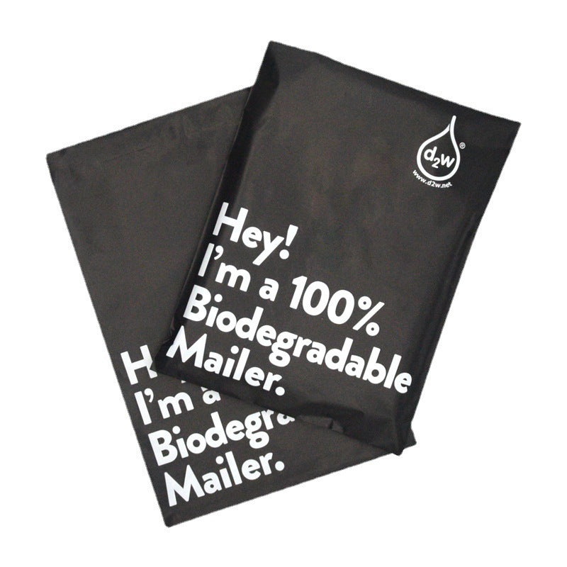Eco-Friendly Biodegradable Mailer - Black Rectangular Envelope with Adhesive Strip