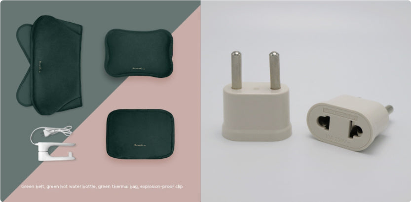 Eco-Friendly Electric Hot Water Bottle - Dark Green Fabric-Covered