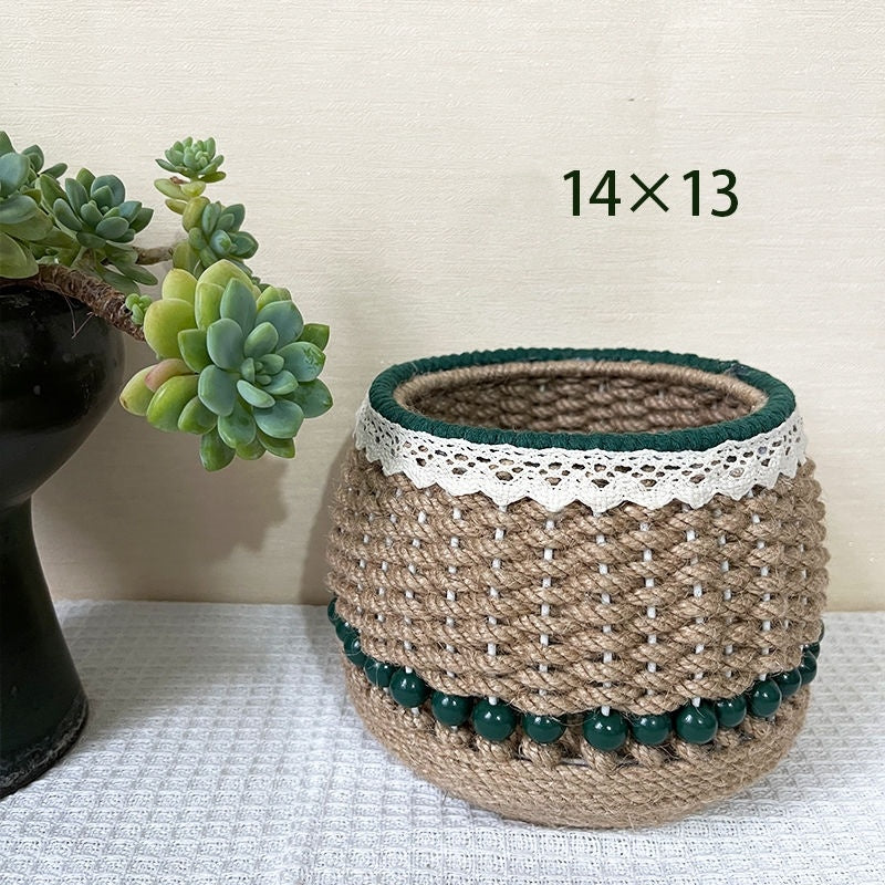Eco-Friendly Decorative Jute Basket for Storage and Decor